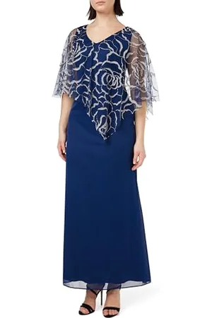 Gina Bacconi Chiffon Tank Dress with Asymmetric Capelet, , 12