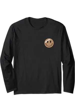 Cute 80s Smile Happy Tee Cute Football Happy Face Game Day Smile Face Sports Kids Fun Long Sleeve T-Shirt