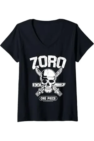 Onepiece Womens Straw Hat Pirate Hunter Roronoa Zoro Anime V-Neck T-Shirt