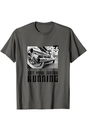 Route 66 Get Your Motor Running Vintage Motorcycle Motorbiker Grunge T-Shirt