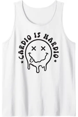 Cute 80s Smile Happy Tee Cardio Is Hardio Cute Melting Smile Face Funny Workout Gym Tank Top