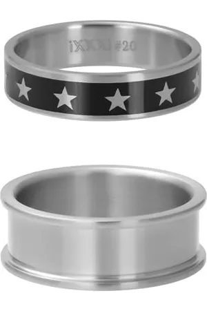 Ixxxi Men Seed Frame Ring Stars, 22mm, Stainless Steel, No Gemstone