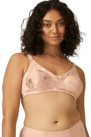 NATURANA ® Minimizer Bra with Floral Pattern [Cup B-D]: Minimizer Bra Without Underwire Wireless Bra 42 B