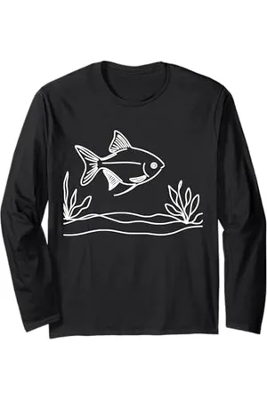 Jimbeels Line Art Fish & Ichthyologist Skirt Tetra Long Sleeve T-Shirt