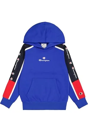 Champion Legacy Retro Sport B (306856) - Ultralight Soft Compact Fleece Taped Hoodie, Deep Blue/Navy (BAI/NNY/WHT), 11-12 years (L) Boys FW24