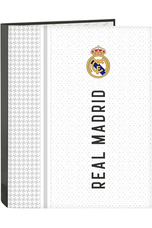 Safta Real Madrid 1st Team 24/25 – Folder with 4 Rings, Ideal for Children of Different Ages, Comfortable and Versatile, Quality and Resistance, 26.5 x 33 cm, , , Estándar, Casual