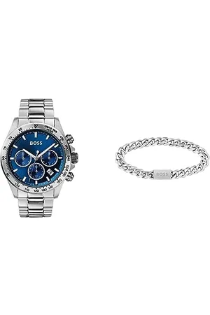 HUGO BOSS Watches and Jewelry Chronograph Watch and Stainless Steel Bracelet for Men