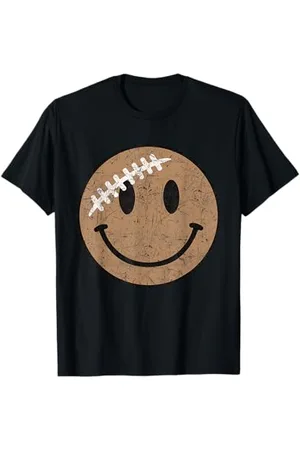 Cute 80s Smile Happy Tee Cute Football Happy Face Game Day Smile Face Sports Kids Fun T-Shirt