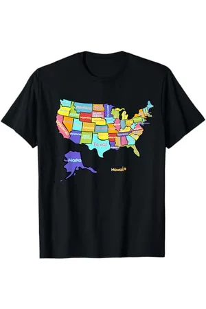 MASH MOSH Colour Art Map of USA, State Names, United States T-Shirt