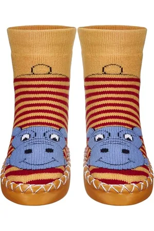 Playshoes Anti-Slip Cotton Socks Hippo Slippers, Red (Rot 8), 12 UK Child