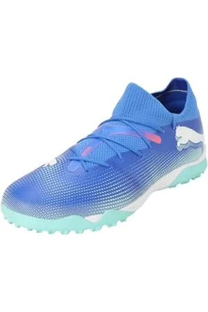 PUMA Unisex Future 7 Match TT Soccer Shoe, BLUEMAZING White-Electric Peppermint, 9.5 UK