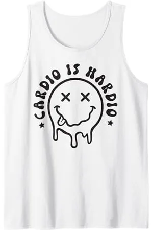 Cute 80s Smile Happy Tee Cardio Is Hardio Cute Melting Smile Face Funny Workout Gym Tank Top