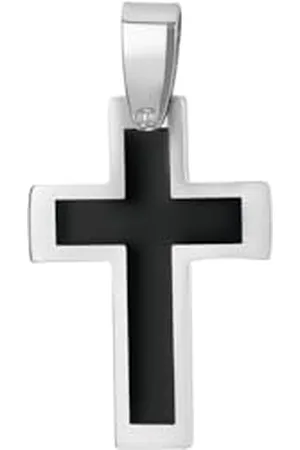 Amor Motif pendant stainless steel men pendant, 3.8 cm, silver, cross, Comes in jewelry gift box, 9378517
