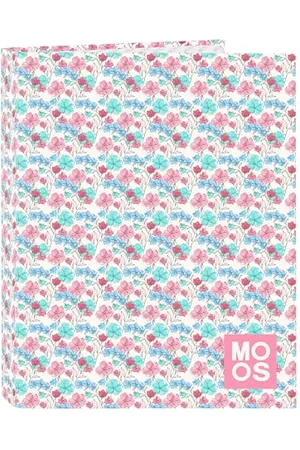 Safta MOOS Flores 4 Ring Binder Ideal for Children of Different Ages Comfortable and Versatile Quality and Resilience 26.5 x 33 cm Multicoloured Estándar Casual, , Estándar, Casual