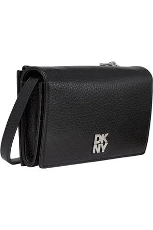 DKNY Women Etta Wallet On A String Handbag, Black/Silver, Small