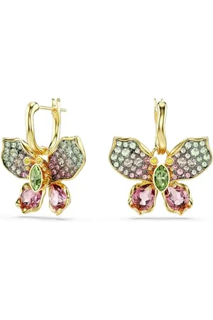 Swarovski Idyllia drop earrings, Mixed cuts, Pavé, Butterfly, , Mixed metal finish