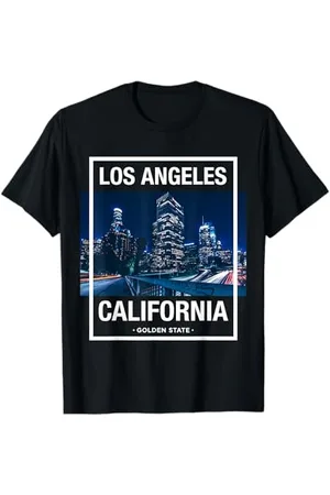 BAHAA Los Angeles California Night Skyline Graphic Design Style T-Shirt
