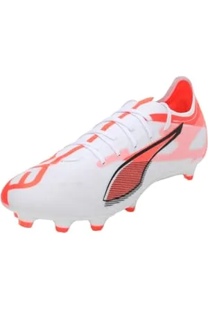PUMA Unisex Ultra 5 Match FG/AG Soccer Shoe, White Black-Glowing RED, 12 UK