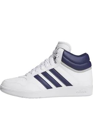 adidas Unisex Hoops 4.0 MID Shoes, FTWR White/Dark Blue/Grey Two, 10 UK