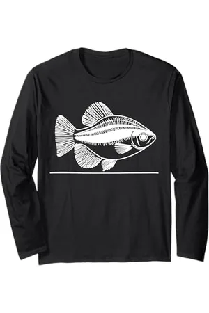 Jimbeels Line Art Fish & Ichthyologist Skirt Tetra Long Sleeve T-Shirt