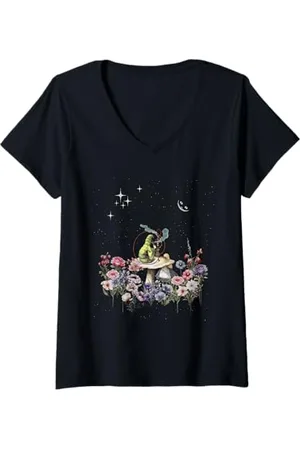 Gypsy Queen Womens Flower Field Starry Night - Alice in Wonderland V-Neck T-Shirt