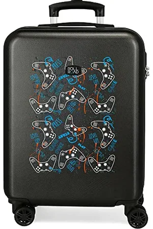 Roll Road Gamers Cabin Suitcase Black 38 x 55 x 20 cm Rigid ABS Side Combination Lock 35 2 kg 4 Wheels Double Hand Luggage