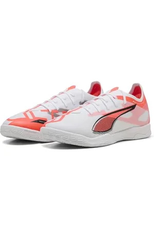 PUMA Unisex Ultra 5 Match IT Soccer Shoe, White Black-Glowing RED, 4 UK
