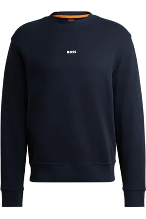 HUGO BOSS Mens WeSmallcrew Contrast-logo sweatshirt in cotton terry