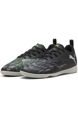 PUMA Future 8 Play IT JR Soccer Shoe, Black Silver-Fluo Green, 1 UK