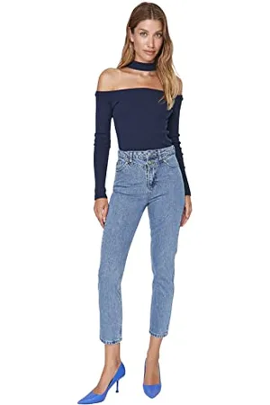 Trendyol Women High Waist Straight Leg Mom Jeans
