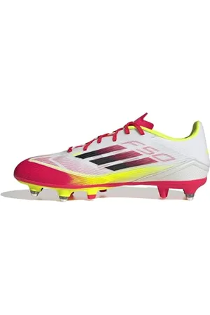 adidas Unisex F50 League Football Boots Soft Ground, Cloud White/Core Black/Solar Yellow, 13 UK