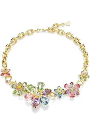 Swarovski Idyllia necklace, Mixed cuts, Flower, , Gold-tone plated