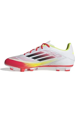 adidas Unisex F50 Club Football Boots FG/MG, Cloud White/Core Black/Solar Yellow, 4 UK