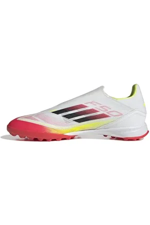 adidas Unisex F50 League Laceless Football Boots Turf, Cloud White/Core Black/Solar Yellow, 10 UK