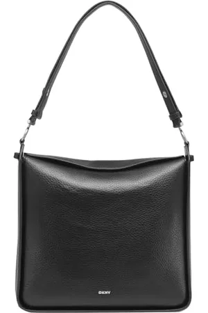 DKNY Women Akia Hobo Handbag, Black/Silver, Small