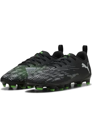 PUMA Future 8 Play FG/AG JR Soccer Shoe, Black Silver-Fluo Green, 12 UK
