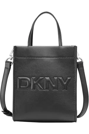 DKNY Women Carter Mini Tote Crossbody Handbag, Black/Silver, Small