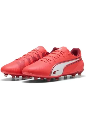 PUMA Unisex King Match FG/AG Soccer Shoe, Glowing RED White-RED FIRE, 8.5 UK