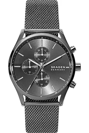 Skagen Watch for Men Holst Chronograph, Quartz Chronograph Movement, 40 mm Charcoal Stainless Steel Case with a Stainless Steel Mesh Strap, SKW6608