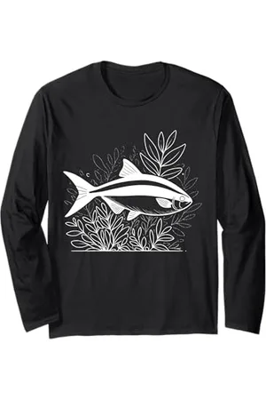 Jimbeels Line Art Fish & Ichthyologist Skirt Tetra Long Sleeve T-Shirt
