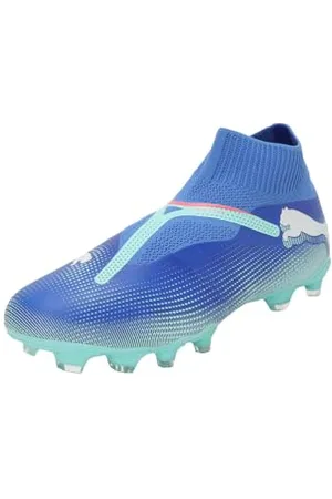 PUMA Unisex Future 7 Match+ LL FG/AG Soccer Shoe, BLUEMAZING White-Electric Peppermint, 8 UK
