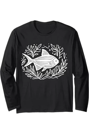 Jimbeels Line Art Fish & Ichthyologist Skirt Tetra Long Sleeve T-Shirt