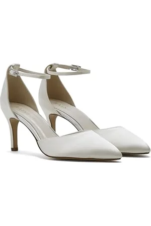 Rainbow Club Elari Ivory Satin Ankle Strap Wedding Shoes, 3