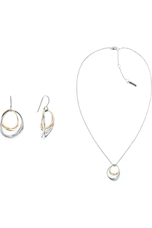 Calvin Klein Warped Rings Two-tone Stainless steel and necklace and earrings for women