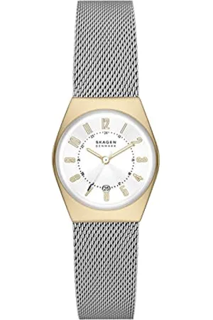 Skagen Watch for Women Grenen Lille, Three Hand Date movement, 26mm Gold Recycled Stainless Steel (At Least 50%) case with a Stainless Steel Mesh strap, SKW3051