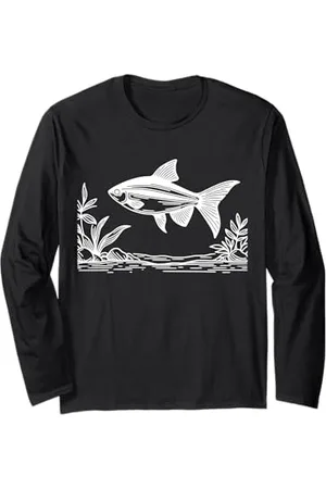 Jimbeels Line Art Fish & Ichthyologist Skirt Tetra Long Sleeve T-Shirt
