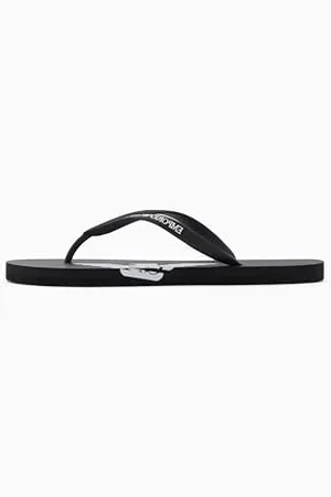 Emporio Armani Bold Eagle Logo Flip Flops, Black+White, 37