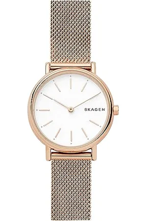 Skagen Watch for Women Signatur Lille, Two Hand Movement, 30 mm Rose Gold Stainless Steel Case with a Stainless Steel Mesh Strap, SKW2694