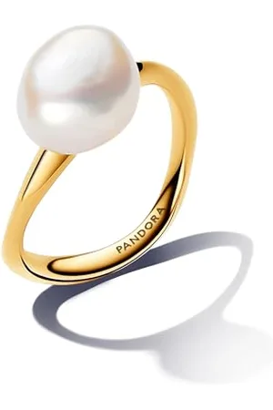 PANDORA Essence 14k Gold-plated ring with baroque treated freshwater cultured pearl, 56