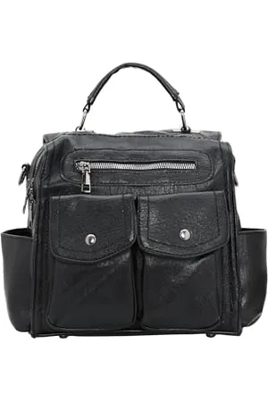 Faina Women High Quality Leather Versatile Casual Multifunctional Square Backpack Large Capacity , , standard size, Fashion